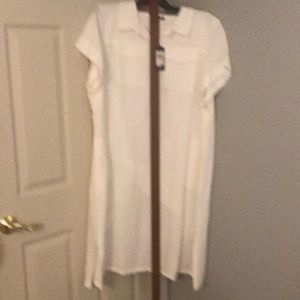 White lined linen dress 💕